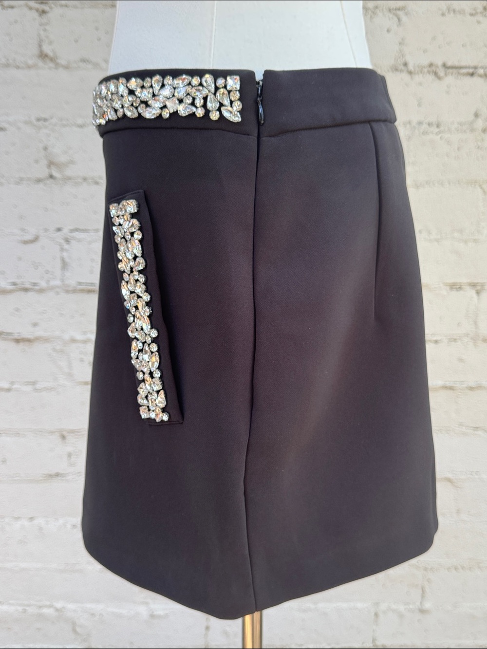 H&M Edition Rhinestone-Embellished Mini Skirt Black Size 6 - Picture 8 of 14